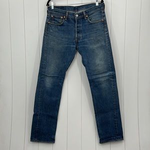 Levi’s 501 Denim Jeans Button Fly Straight Leg Tag 30 X 32 Measured 33x31